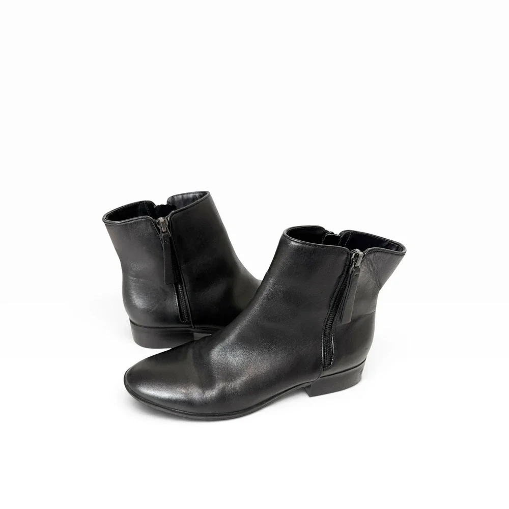 Naturalizer Robyn Womens Black Leather Minimalist Block Heel Bootie Size 8.5